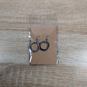 Silver Tone Open Circle Dangle Earrings Minimalist Geometric Women's Jewelry